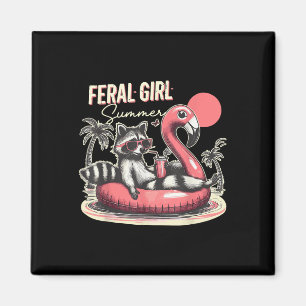 Aimant Feral Girl été drôle mème Feral Raccoon été