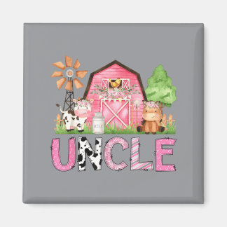 Aimant Ferme d'oncle rose Animaux Anniversaire Enfants As