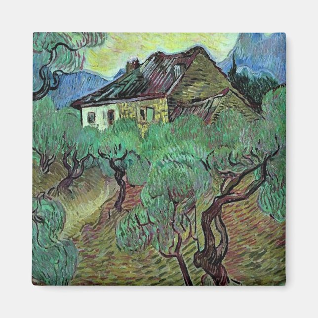 Aimant Ferme Parmi Oliviers Van Gogh Art (Devant)
