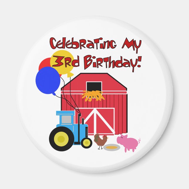 Aimant Ferme T-shirts et cadeaux pour le 3e anniversaire (Devant)