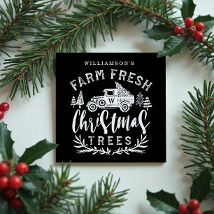 Aimant Ferme Vieux Camion Livraison de Noël Arbre Noir