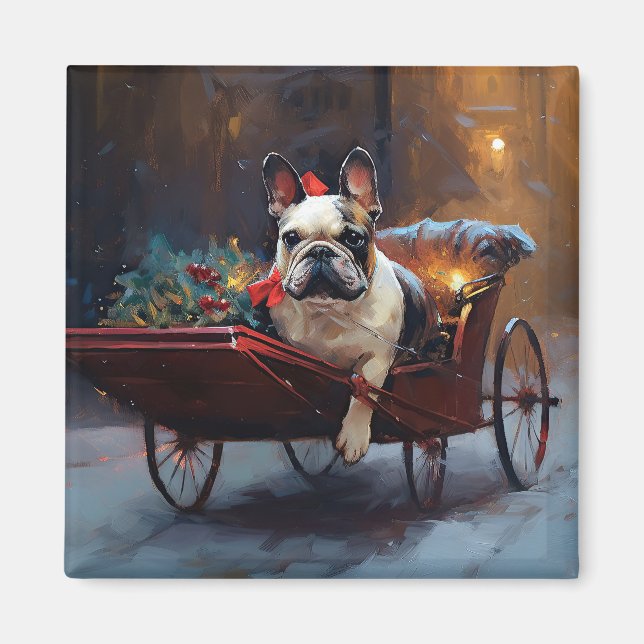 Aimant Festin de Noël de Bulldog en France (Devant)
