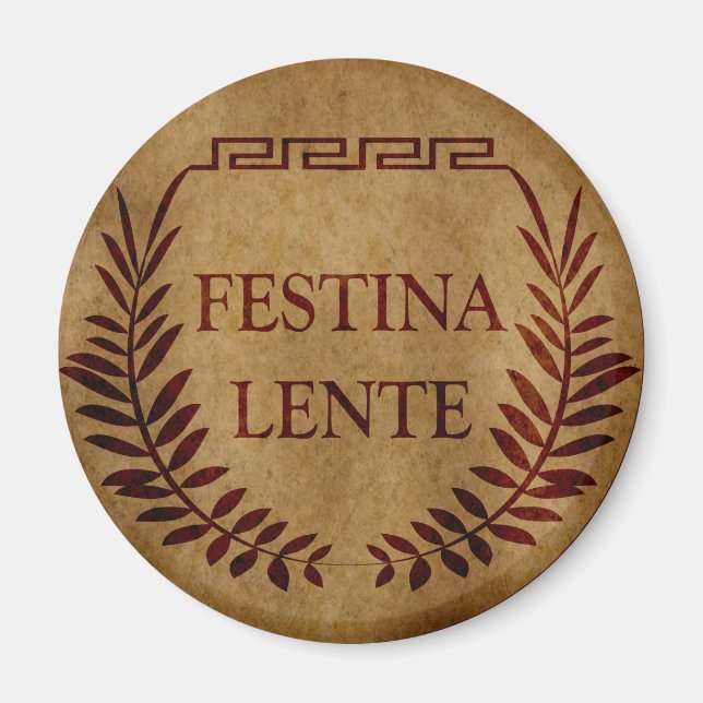 Aimant festina lente, phrase latine (Devant)