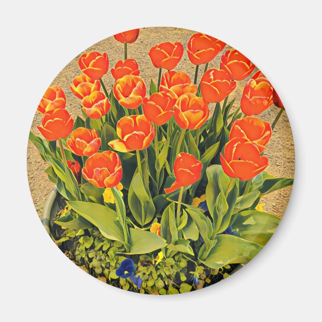 Aimant Festival floral moderne des tulipes (Devant)