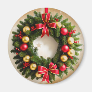 Aimant Festive couronne de Noël sur l'or étoilé