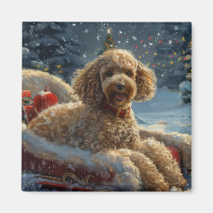 Aimant Festive de Noël du chien de caniche