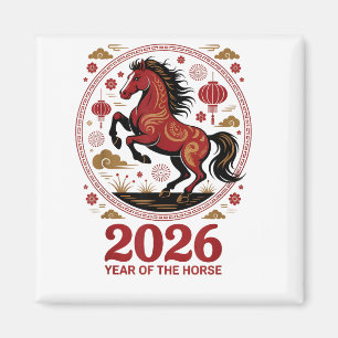 Aimant Fête 2026 Année du Cheval Fortune Cowgirl Lunaire