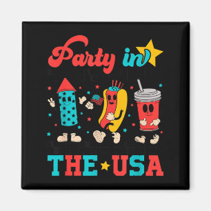Aimant Fête aux États-Unis Hot Dog Feux d'Artifice Drapea