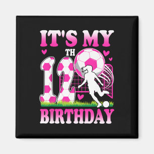 Aimant Fête d'anniversaire de fille de 12 ans thème footb