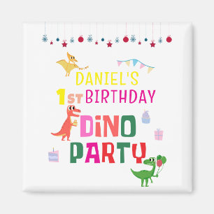 Aimant Fête d'anniversaire enfantin dinosaure Dino Modern