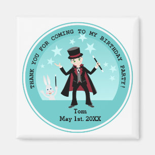 Aimant Fête d'anniversaire pour enfant magicien