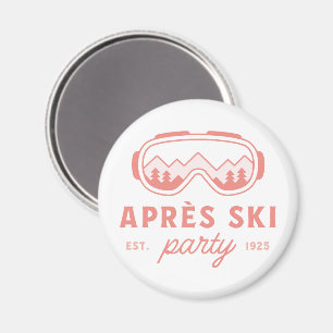 Aimant Fête d'après-ski fille de ski lunettes rose esthét