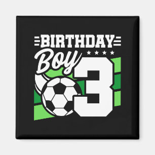 Aimant Fête de football de 3 ans pour garçon de 3 ans