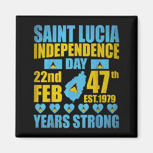 Aimant Fête de l'indépendance de Sainte-Lucie 47e jour de