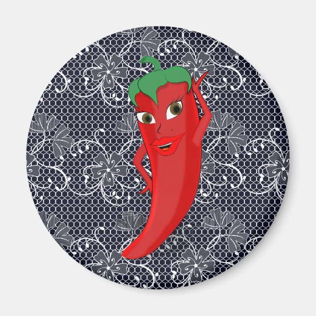 Aimant Fête de mariage avec diva piment rouge (Devant)