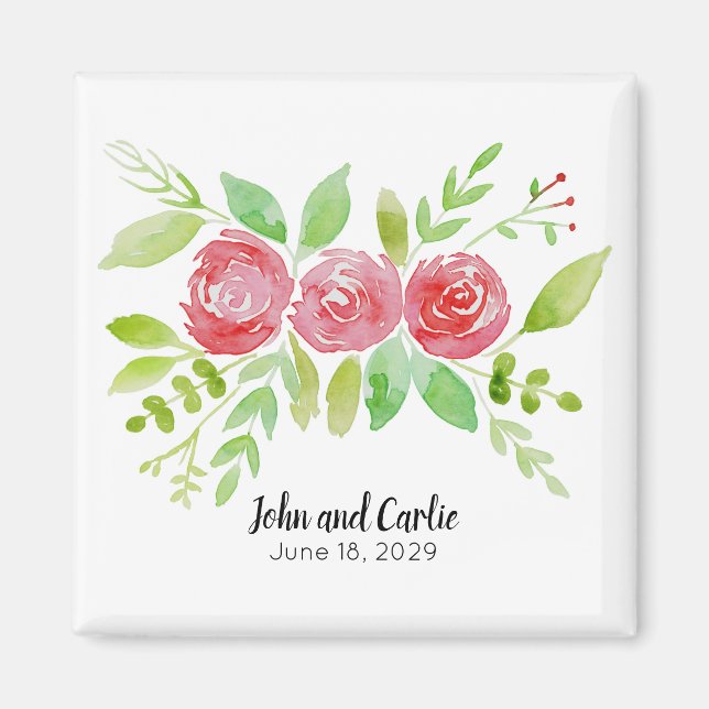 Aimant Fête de mariage floral personnalisée Favoriser (Devant)