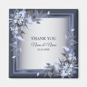 Aimant Fête de mariage Marine bleu Floral Silver Grey mod