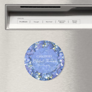 Aimant Fête de mariage personnalisée avec hortensias bleu