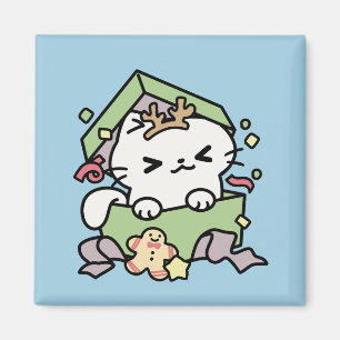 Aimant Fête de Noël avec Purr-ty Time Cat