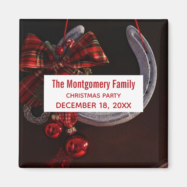 Aimant Fête de Noël de cavalier Suspendre le fer à cheval (Devant)