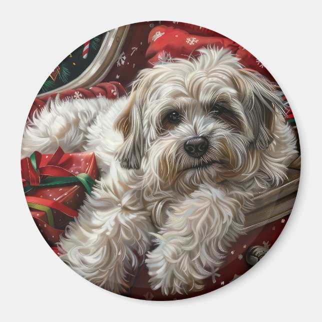 Aimant Fête de Noël de Chien Havanais (Devant)