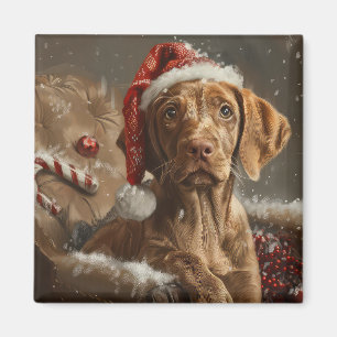Aimant Fête de Noël de Chien Vizsla