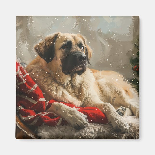 Aimant Fête de Noël des Chiens de Berger Anatoliens (Devant)