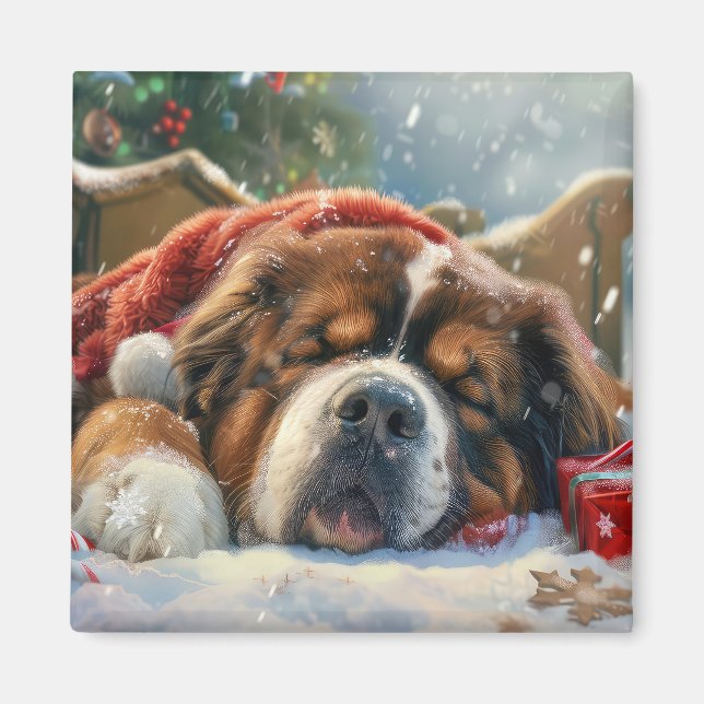 Aimant Fête de Noël du chien Mastiff Tibétain (Devant)