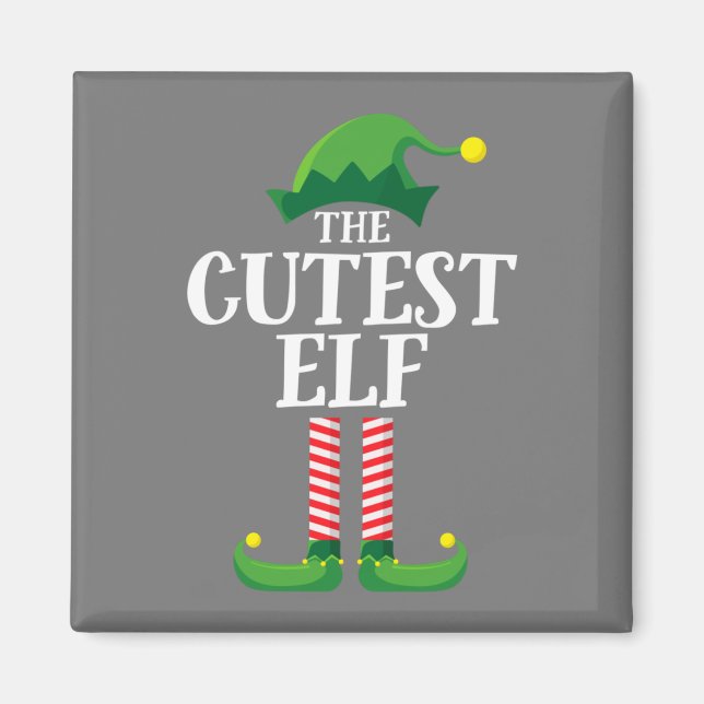 Aimant Fête de Noël du groupe de famille de jumelage Elf  (Devant)