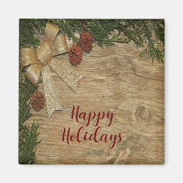 Aimant Fête de Noël Golden Green Feuilles Rouge Russe