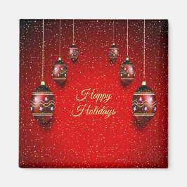 Aimant Fête de Noël Golden Rouge Vacances d'hiver Élégant