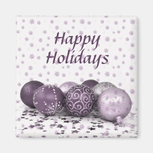 Aimant Fête de Noël Pink violet ornements Snowflakes