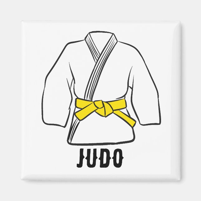 Aimant Fête de promotion de la ceinture jaune de Judo (Devant)