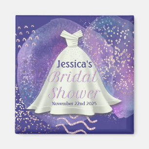 Aimant Fête des mariées Mariage Gown violet & Rose Gold G