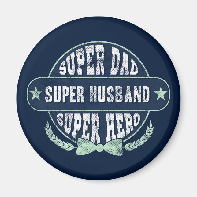 Aimant Fête des pères de héros super papa mari (Devant)