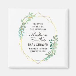 Aimant Fête du Baby shower géométrique et verdoyante Favo