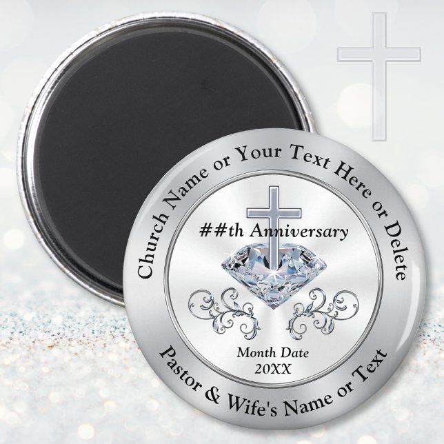 Aimant Fête du pasteur ou de l'église personnalisés (Personalised, Church Anniversary Gifts. Ideas for Church Anniversary Celebrations. Church Favors.   )