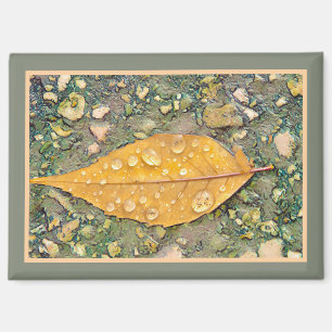 Aimant FEUILLE AVEC GOUTTES DE PLUIE