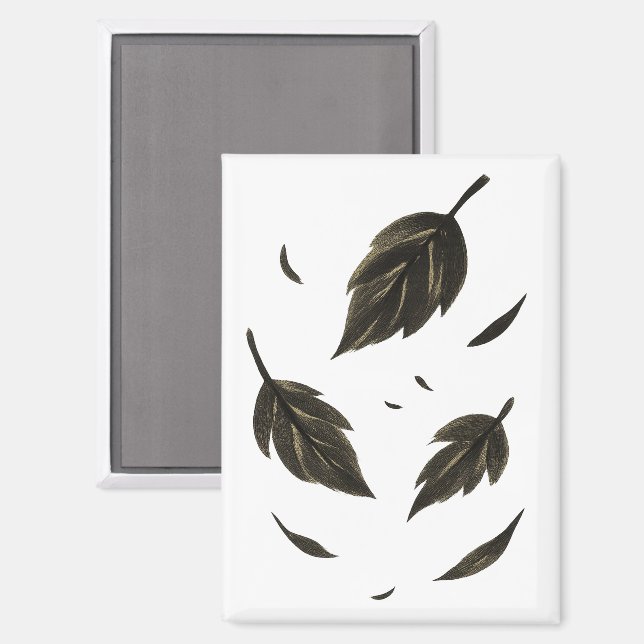 Aimant Feuille en chute - Nature minimaliste de l'encre s (Recto/Verso)