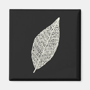 Aimant Feuille squelette art linéaire noir et blanc