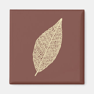 Aimant Feuille squelette ligne marron et crème