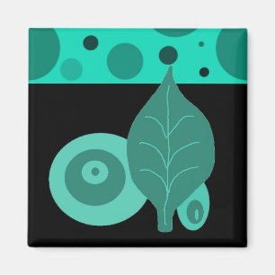 Aimant Feuille verte et noire abstraite