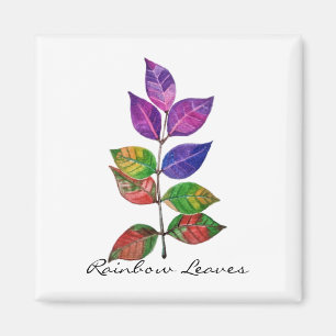 Aimant Feuilles arc-en-ciel aquarelle