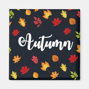 Aimant Feuilles Automnes Tombantes Rouge Orange Jaune