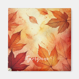 Aimant Feuilles d'aquarelle autummonique personnalisée