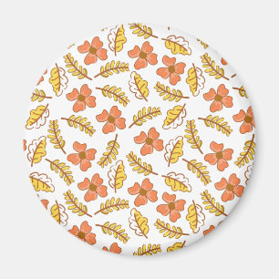 Aimant Feuilles d'automne en chute chaude avec fleurs