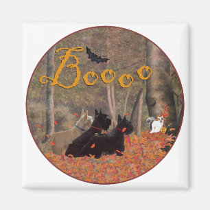 Aimant Feuilles d'automne Halloween Scotties