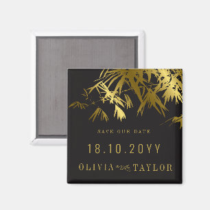 Aimant Feuilles de bambou noires et dorées, asiatiques, s