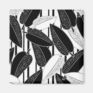 Aimant Feuilles de ficus noir moderne abstrait rayé p