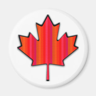 Aimant Feuilles de Maple du Canada rayées aux teintes rou